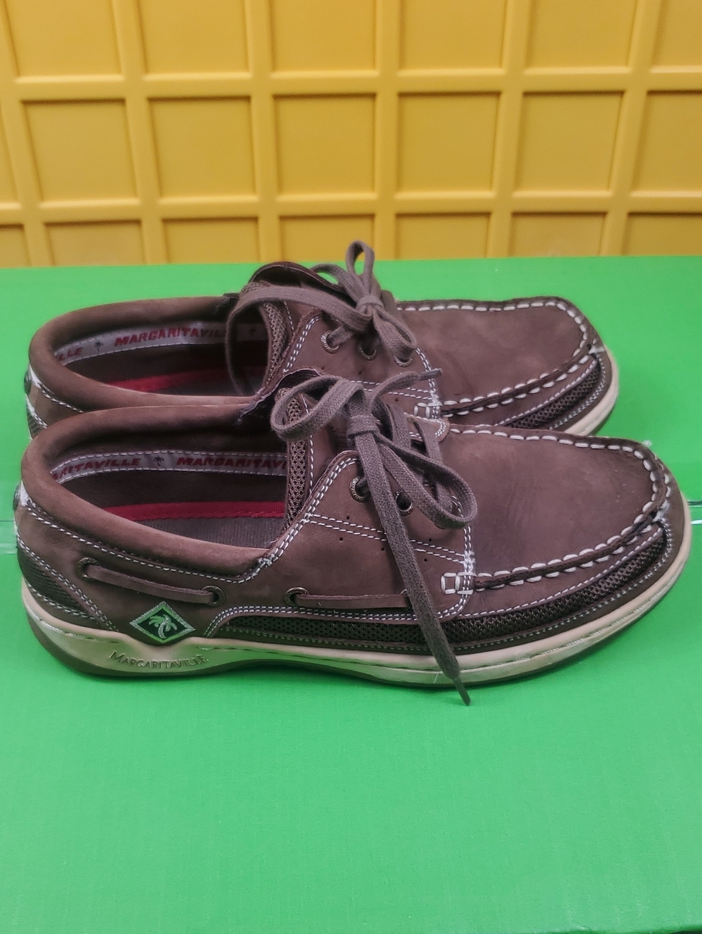 Margaritaville Diamond Head Leather Boat Shoes Men’s 8.5 Brown MG8001C